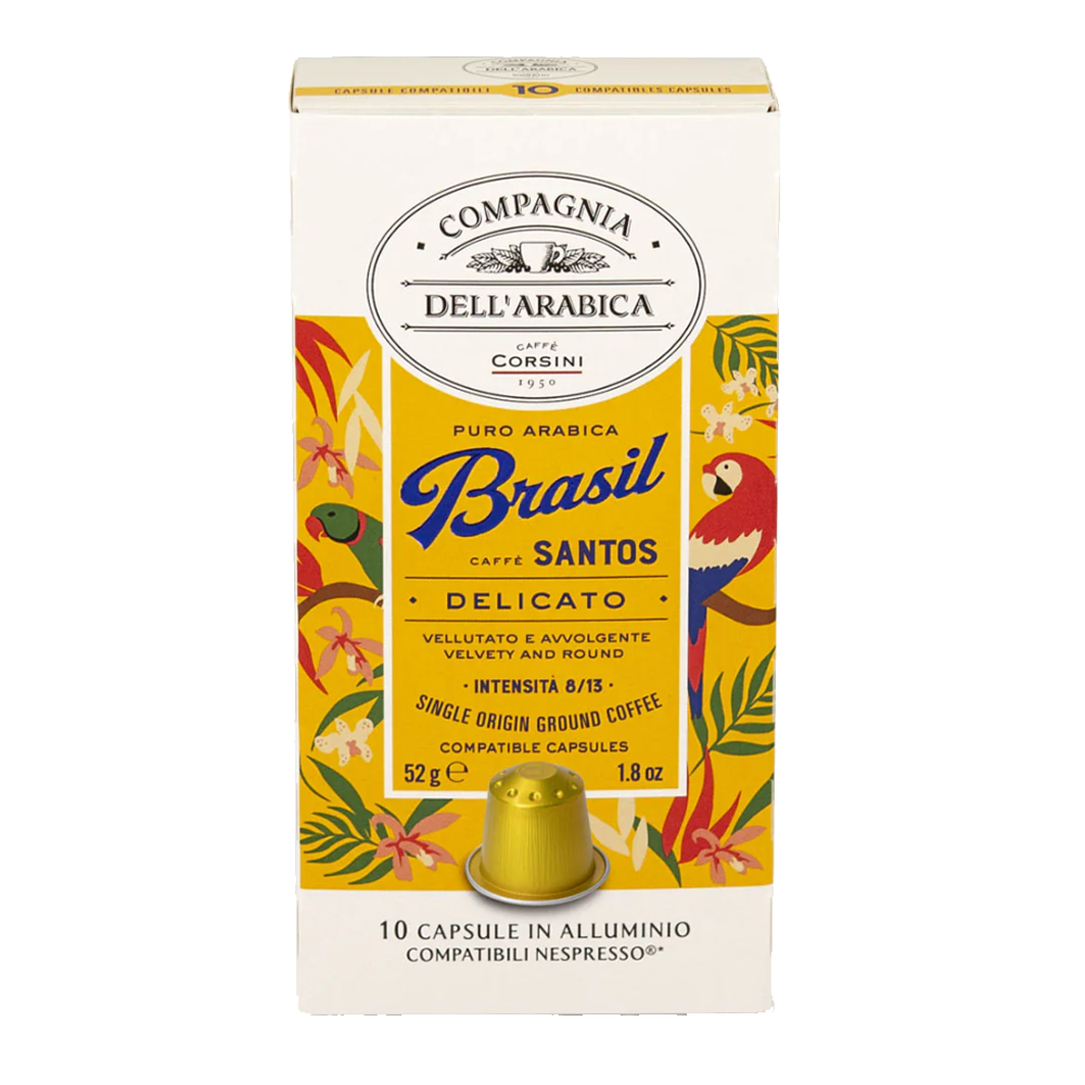 10557 Кофе Бразилия Сантос натуральный жареный молотый в карт.пачке капсулы 10х5,2г